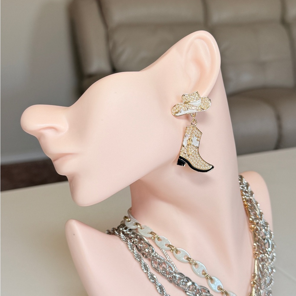 Cowboy Boot & Hat Dangle Earrings